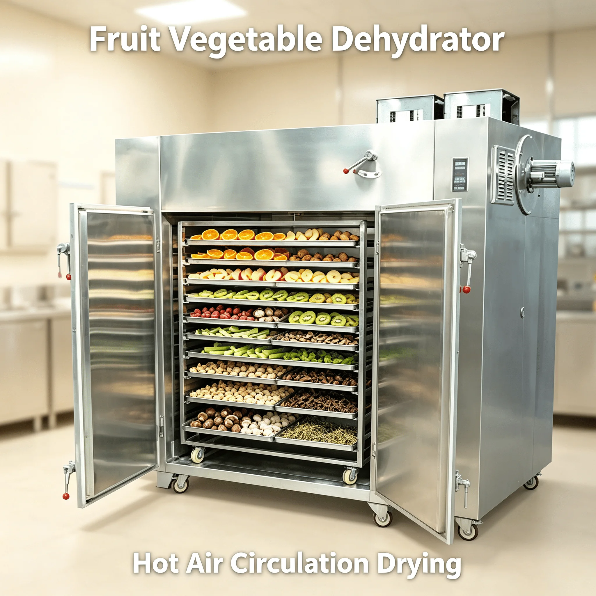 Hot Air Drying Oven PLC Controlled Stainless Steel Dehydrator For Fruit Vegetable Seafood Processing Factory Customized