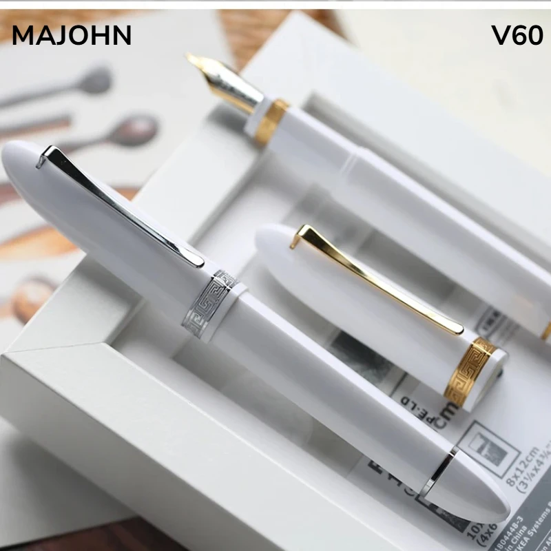 

MAJOHN V60 Triangular Piston Resin Fountain Pen EF/F Nib Ink Writing Pen Business School Office Supplies Gift Pen Stationery