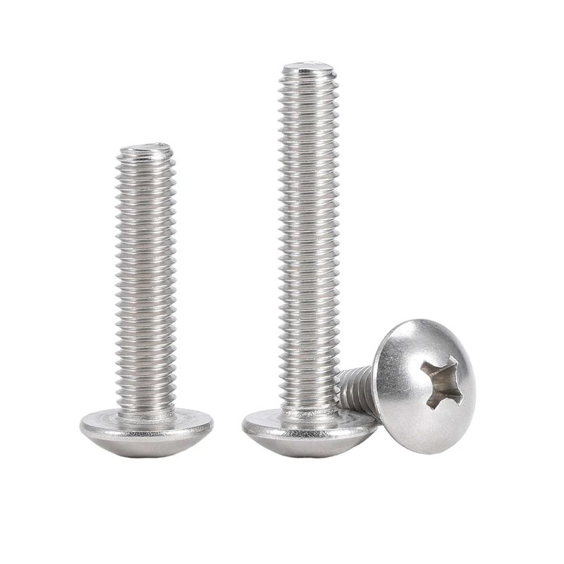 304 Stainless Steel Cross Bolt M2 M2.5 M3 M4 Phillips Large Round Pan Flat Head Screw Length 3/4/5/6/7/8/9/10/12/14/16-80mm