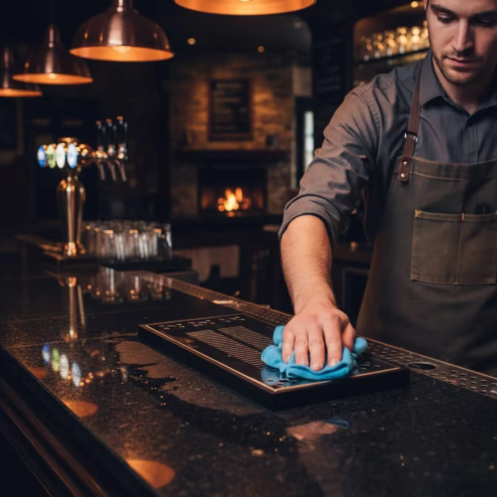 Beer Spill Tray Stainless Steel Spill Tray with Drain Rust Resistant Easy to Clean for Bartenders, Kegerator