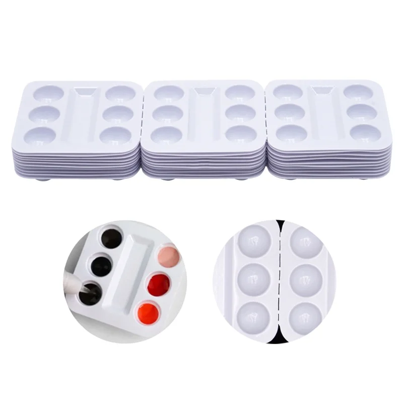 30pcs/box 6 Slot Dental Mixing Wells Disposable Plastic Palette for Resin Adhesive Composite Mixing Tray Material Dentist Tool
