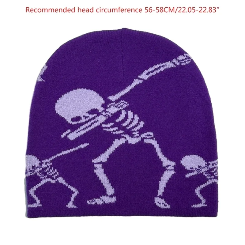 Gothic Skeleton Beanie Hat for Women Men Comfortable Knit Hat Pullover Boy Winter Autumn Skull Fashion Headdress R7RF