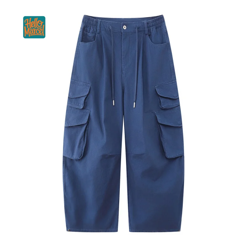 HELLOMARCEL EU US Size Autumn Winter Retro Workwear Curved-Cut Trousers Travel Holiday Men Oversize Casual Pants