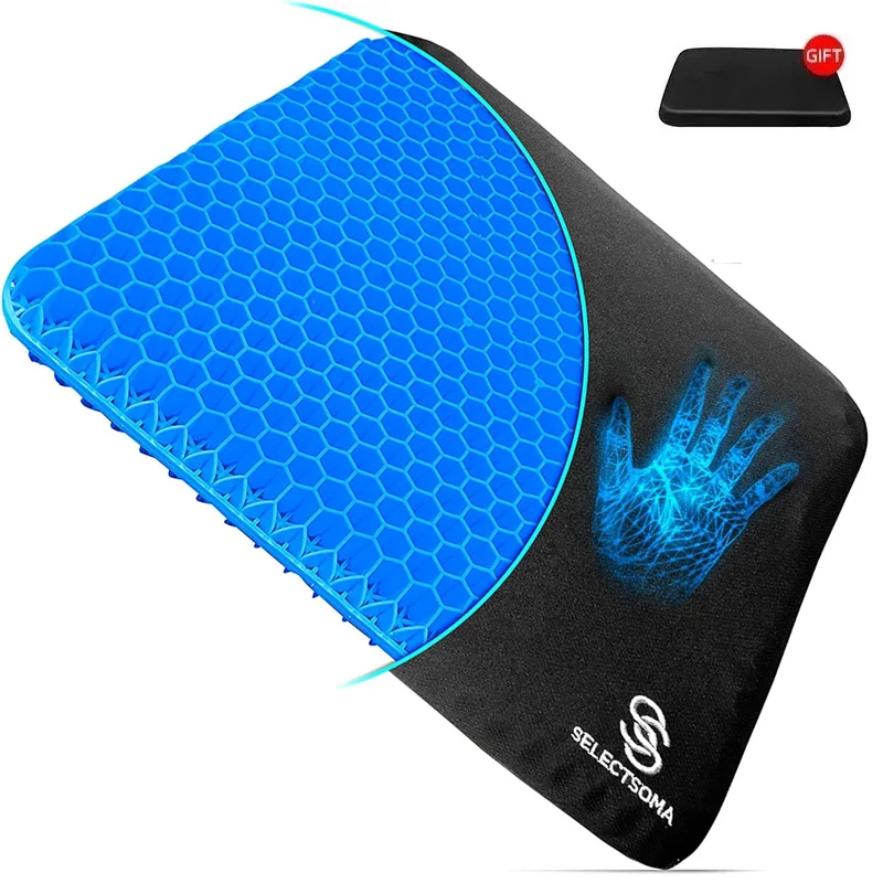 Gel-Sitzkissen, Sommer, atmungsaktiv, Wabendesign zur Druckentlastung, Rücken- und Steißbeinschmerzen, für Zuhause, Büro, Rollstuhl, Autos