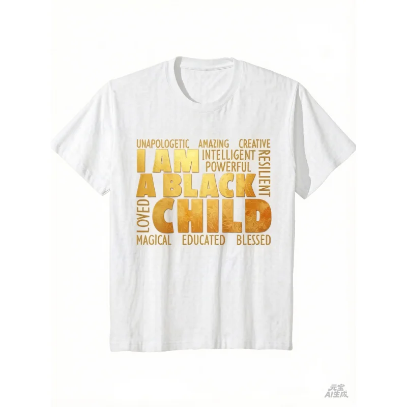 2025 Black Youngsters Empowerment T-Shirt Short Sleeve Round Neck Black History Month Comfortable Top for Teens