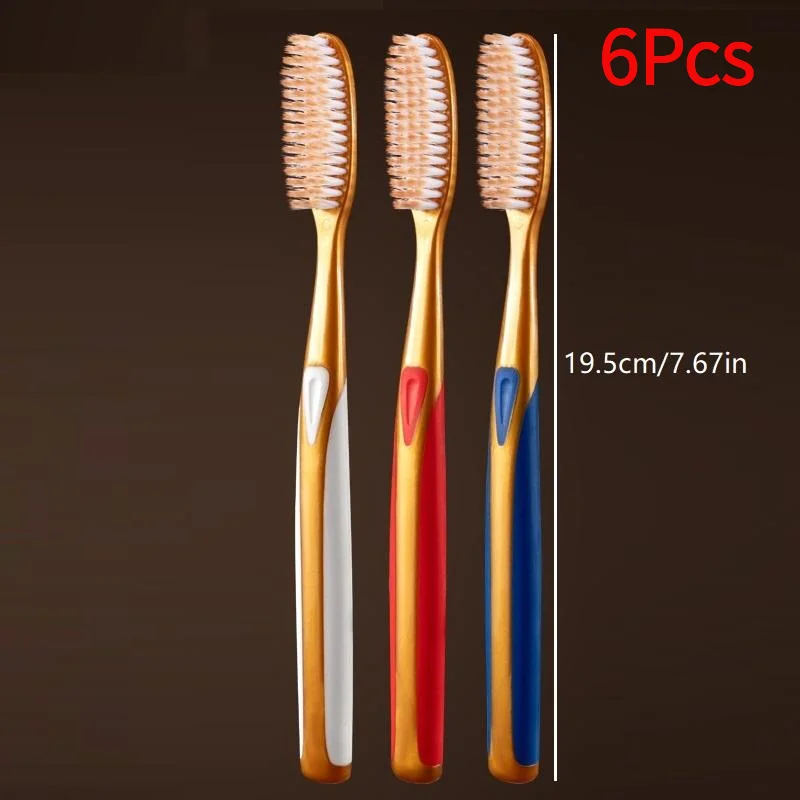 6Pcs Large Head Soft Bristled Toothbrush, Anti Slip Wide Design, With Extended U-Shaped Brush Head