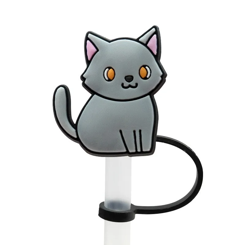 1pcs Cute Cat Series Straw Cover Cap Silicone 10mm Drink Straw Plug Reusable Splash Proof Drinking Cup Straw Cap Accessories