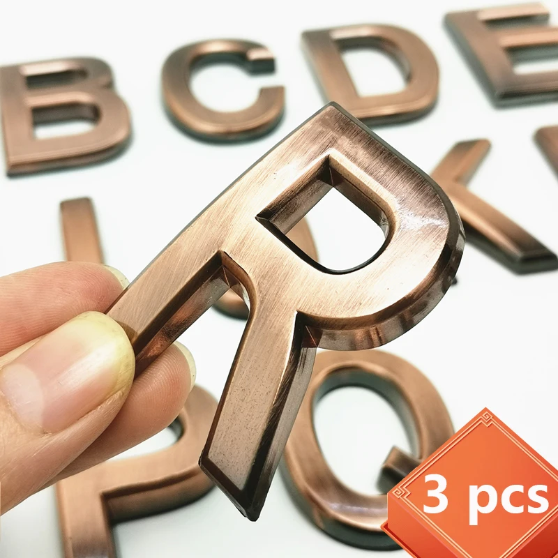 3 Pcs 3D A-Z Letters and Numbers Modern Plaque House Numbers 0 to 9 Hotel Door Numeral Plate Home Address Street Number Stickers