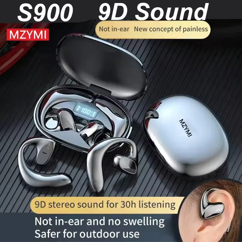

Mzymi S900 Bluetooth Earhook Wireless Earbuds 9D Stereo Earphone Noise Reduction Headphone Digital Display Comfortable Headset