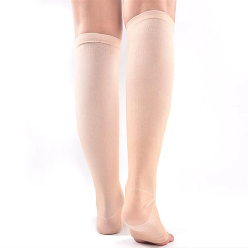 1 Pair Spandex Compression Socks Foot Pain Relief Knee Varicose Open Toe Socks for Increase Blood Circulation Reduce Swelling