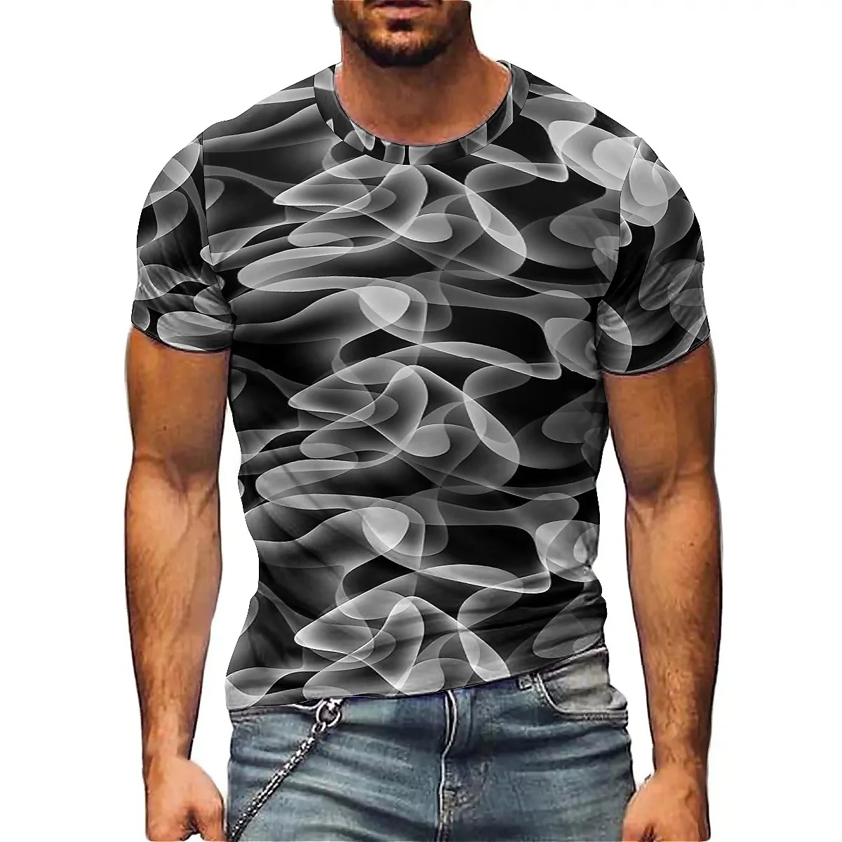 Cool & Lightweight High-Definition Pattern Men's 3D Printed Short-Sleeve T-Shirt - Party Wear Printed Top