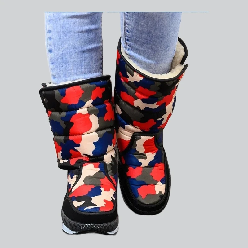 

Men's Mid-calf Boots Outdoor Waterproof Men Snow Boot -40° Keep Warm Couples Non-slip Platform Women Shoes Big Size 36-47