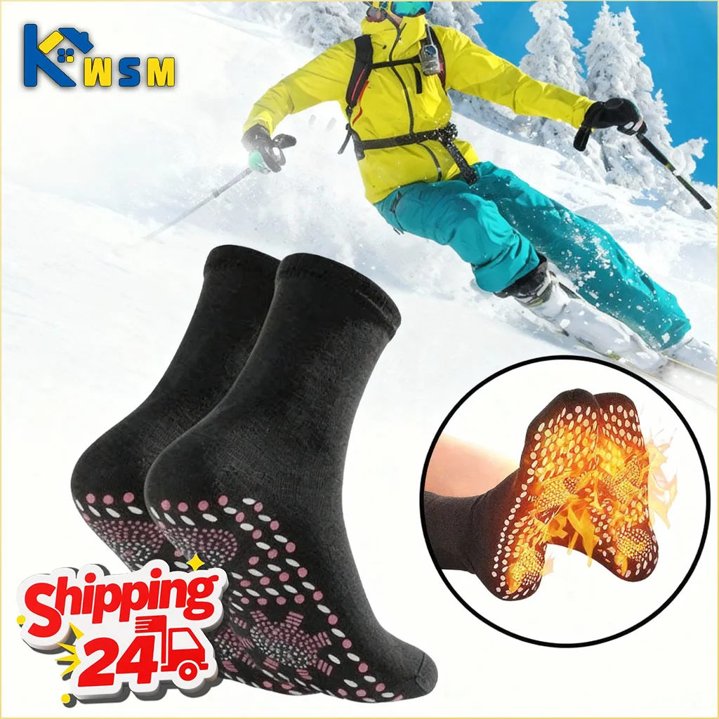 

Winter Self-Heating Socks Tourmaline Massage Warm Cotton Socks Anti-Slip Floor Socks Absorbent Mid-Calf Design Christmas Gift