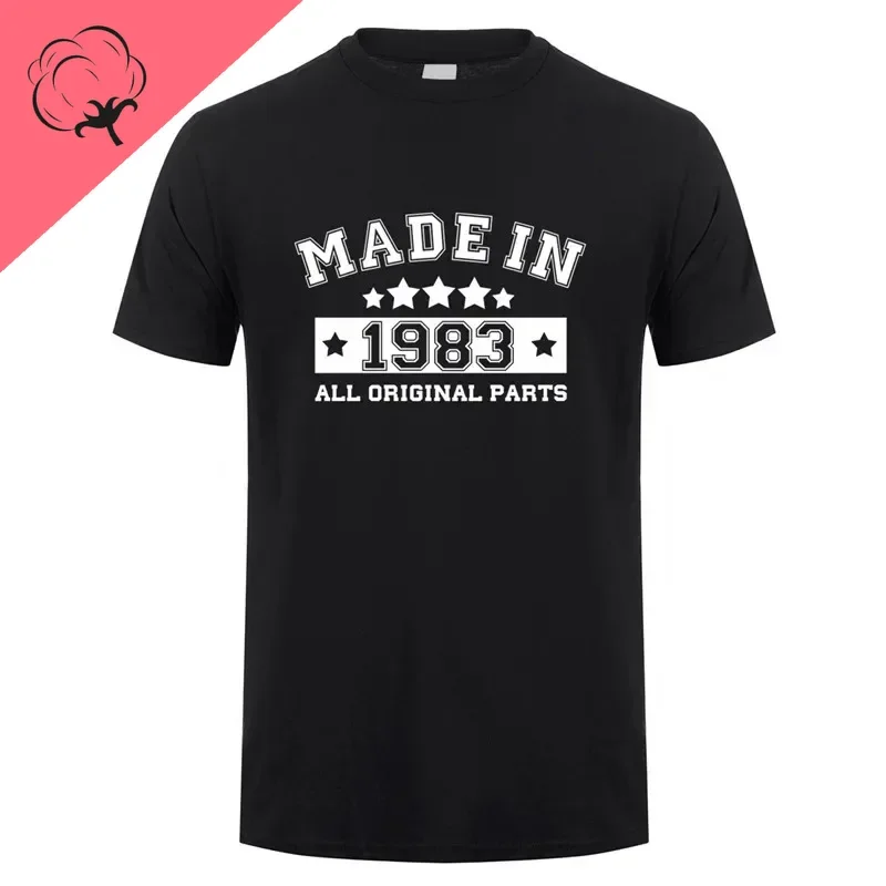 Man T-shirts  Made In 1983 T Shirt Men Summer 100%cotton  Short Sleeve Birthday Gift Tshirt Tops Funny