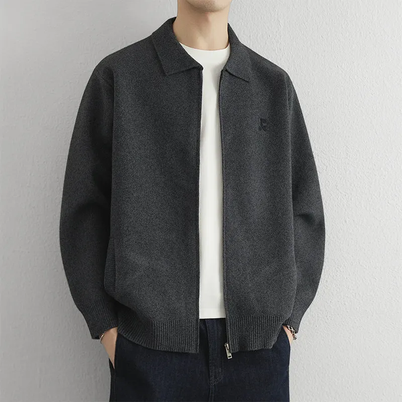 

Вязаный кардиган на молнии для мужчин, весна-осень 2026, новинка, элегантный свитер премиум-класса, модный дизайн