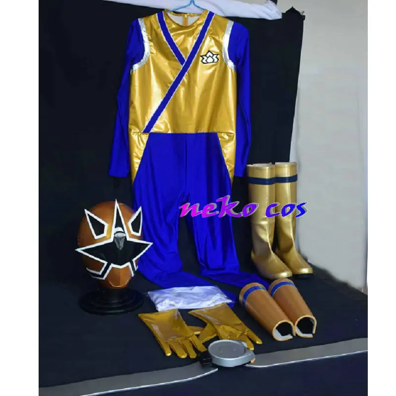 nekocos Samurai Sentai Shinkenger Shinken Gold fullset bpdysuit gloves mask belt shoes armcover Cosplay Costume Custom Size