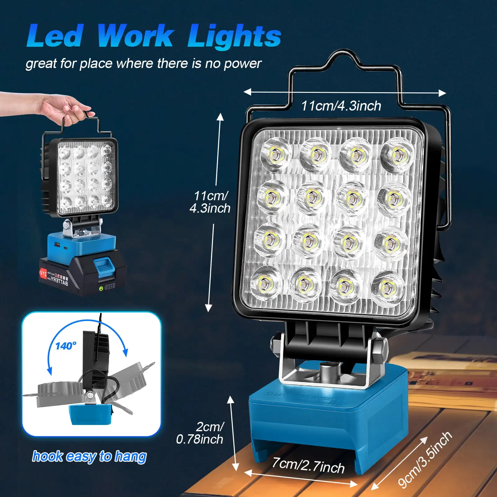 Luz LED de trabajo inalámbrica para Makita, iluminación nocturna de inundación recargable, lámpara de Camping al aire libre para sitio de trabajo de