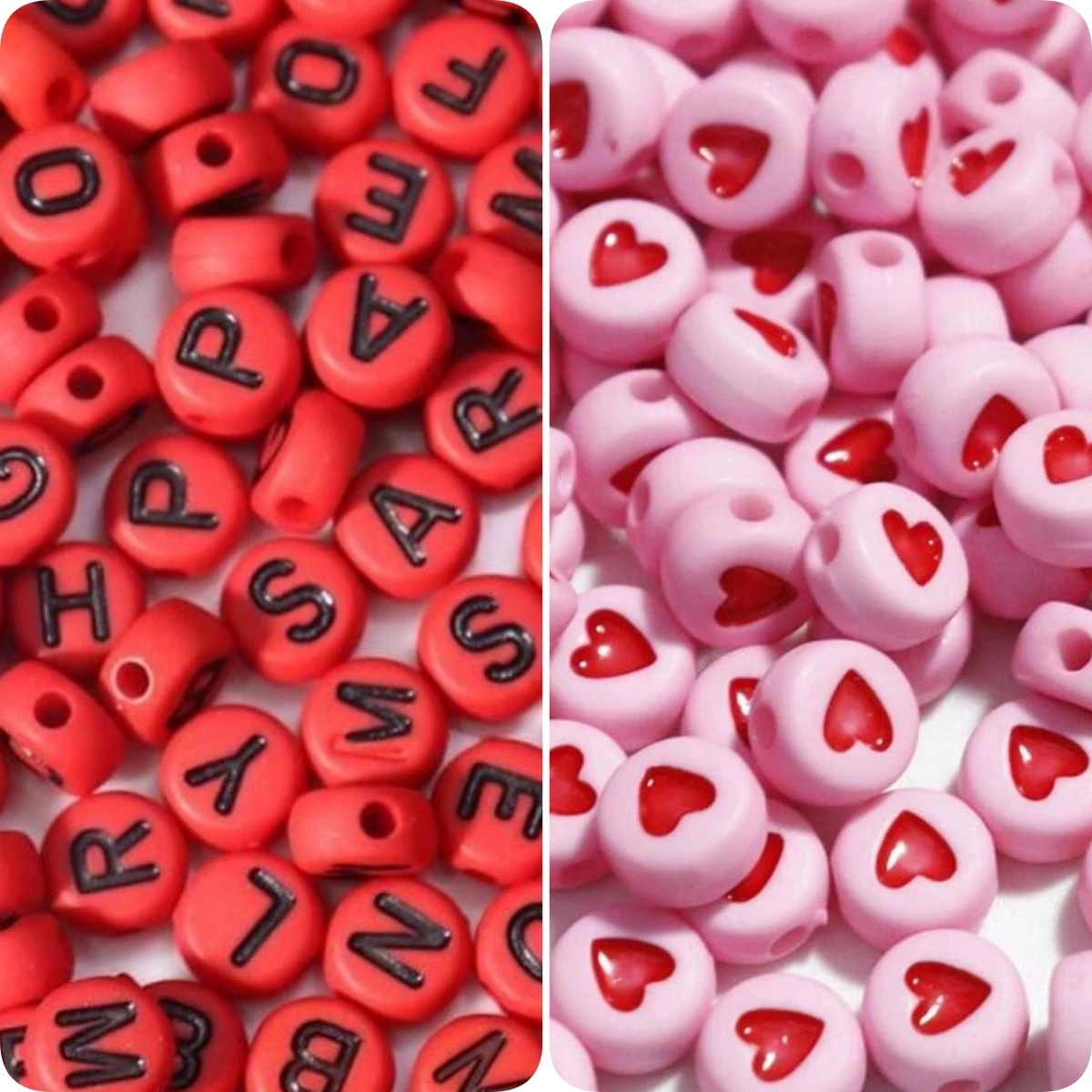 7 * 4mm Peach Heart, Letter Beads, DIY Jewelry Making, Handmade, Necklace, Phone Chain. Festival, Valentine's Day