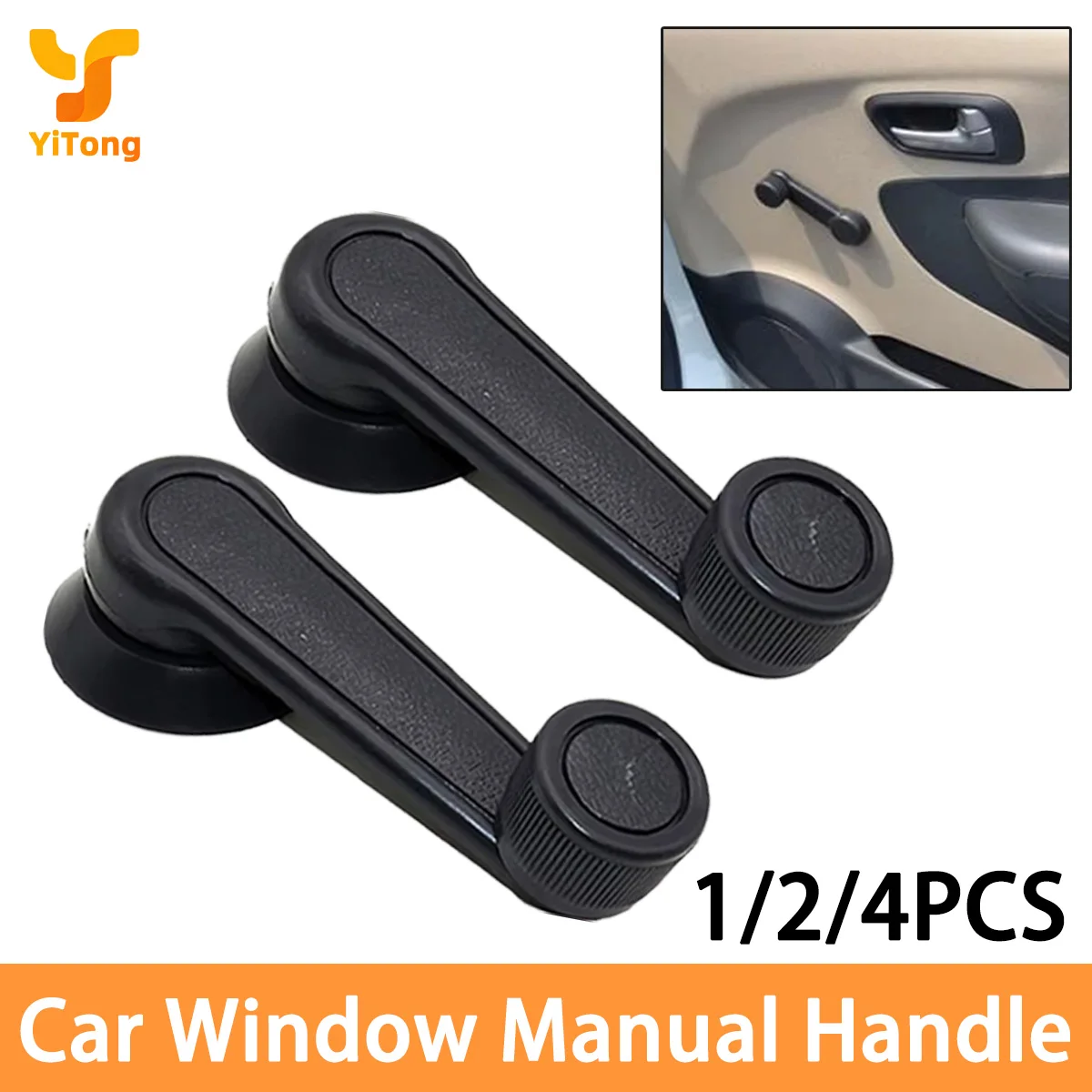 Yitong 1/2/4PCS Manual Window Crank Handle Black Plastic Car Door Window Lifter Regulator Lever Replacement Auto Accessories