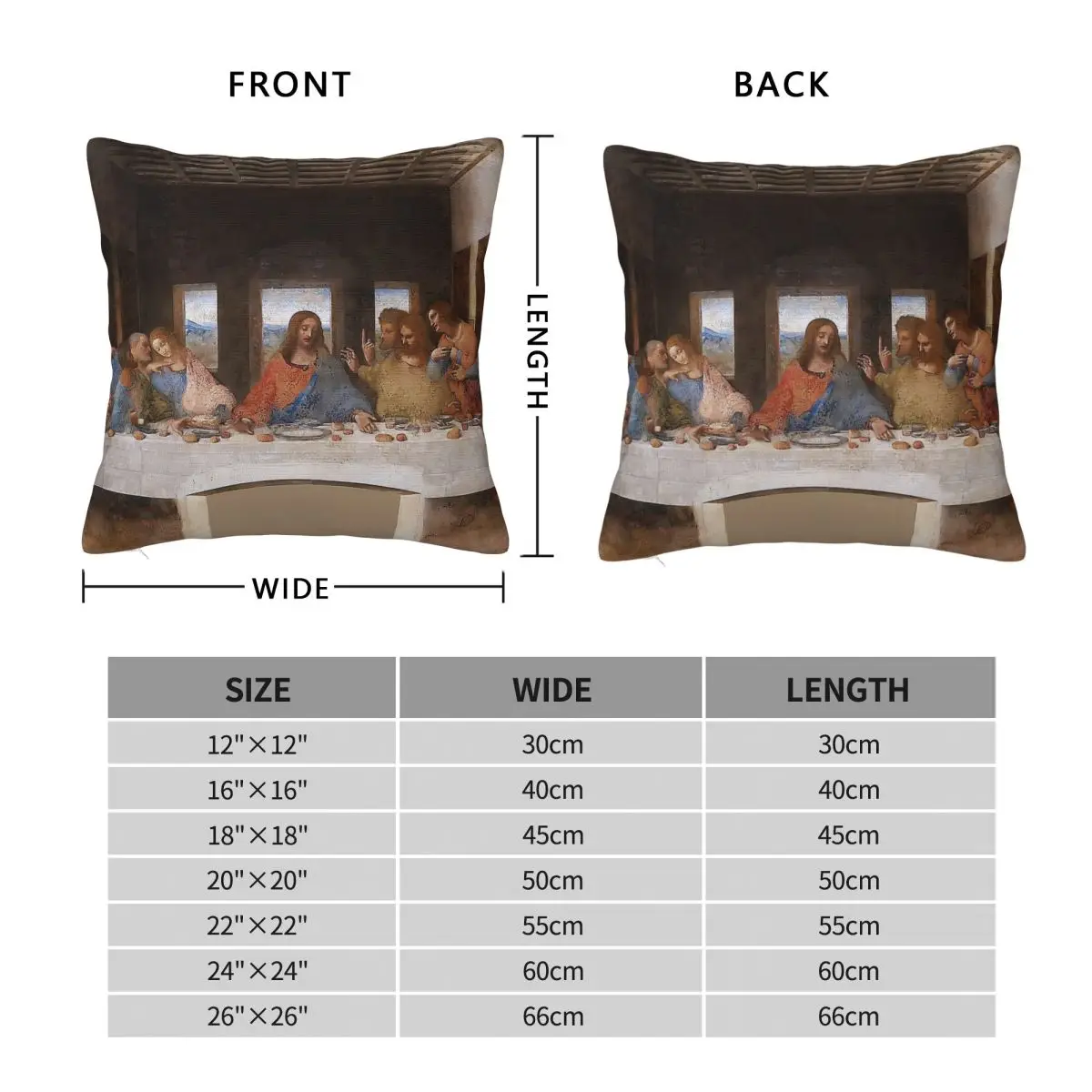 Last Supper Da Vinci Square Pillowcase Polyester Linen Velvet Printed Zip Decor Pillow Case Room Cushion Cover Wholesale