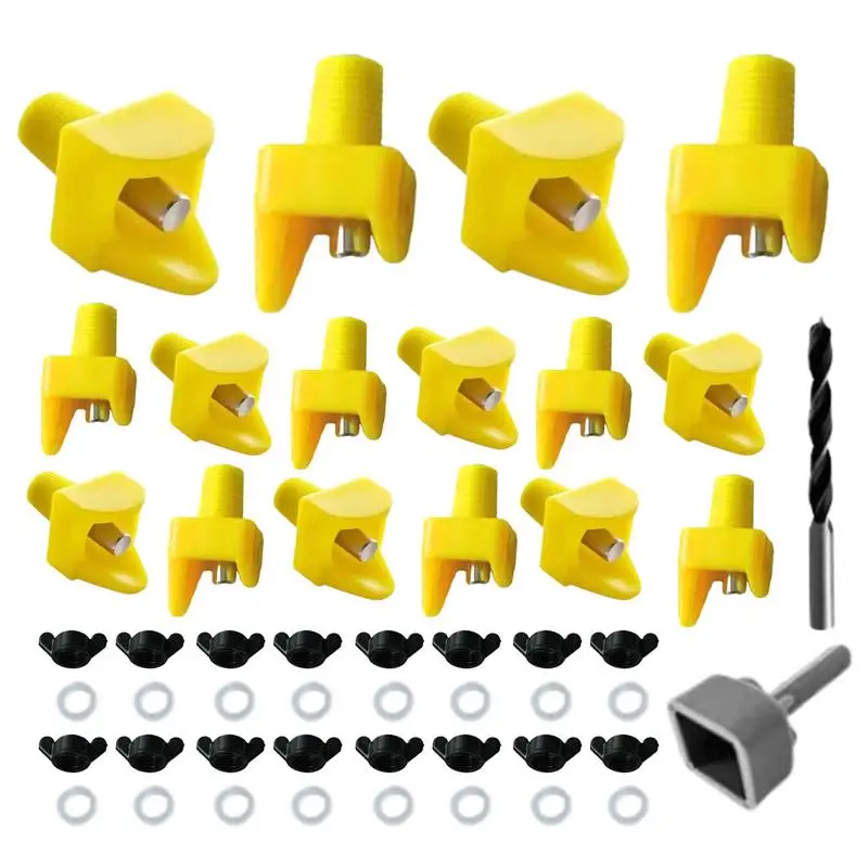 Chicken Water Nipples 16pcs Horizontal Side Mount Poultry Nipples Drinker Waterer No Leakage Chicken Water Feeder With Drill Bit