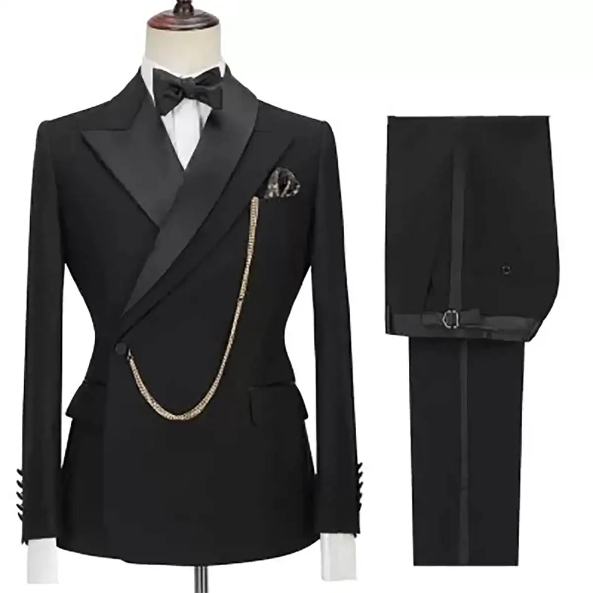 

Modern Men's Suit 2 Pieces Spacial Design Peaked Lapel Work Wear Loose Wedding Groom Formal Tuxedos Tailored Costume Homme