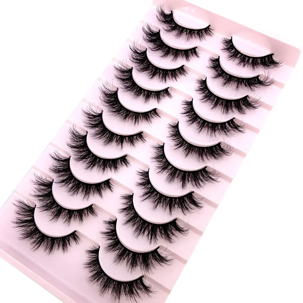 HBZGTLAD-رموش صناعية طبيعية ، رموش منك ثلاثية الأبعاد ، إطالة رموش ناعمة ، طويلة وسميكة ، مكياج ، 10 أزواج #4