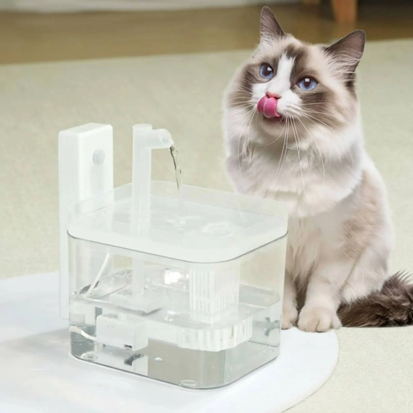 Circulating Feline Water Dispenser Nearly Quiet Pump Wireless Pet Drinking Dispenser for Small Dogs