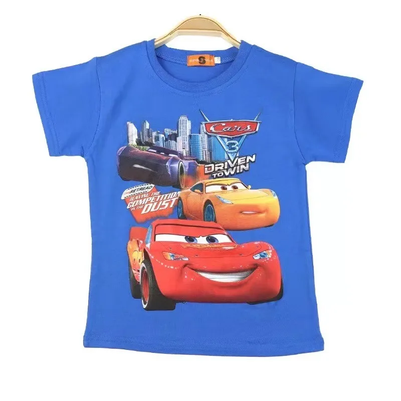 

Summer 2024 New Disney Tee Boy Shirt Clothing for Children's T-shirt Kids Short Sleeve Tops Quality Cotton Clothes McQueen 3-8Y