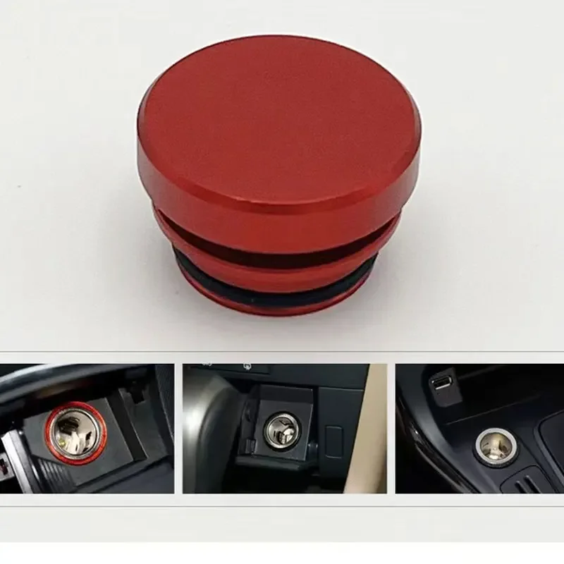 1Pc Universal Aluminum 12V Socket Protection Cap Car Cigarette Lighter Cover [Black/Silver] For Most Vehicles SUV Pickup