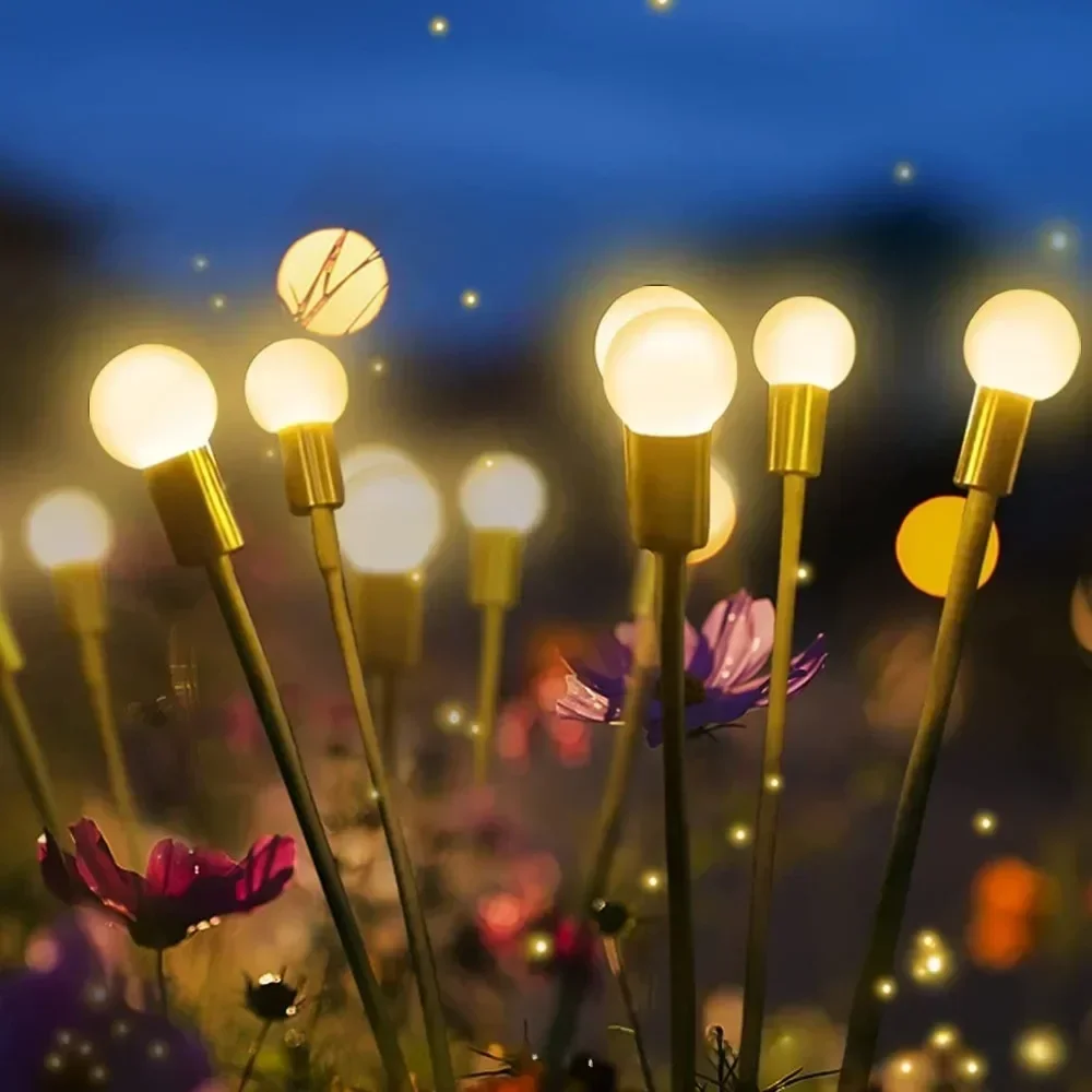 مصابيح اليراع الشمسية LED على شكل نجمة، مصابيح حديقة خارجية مقاومة للماء لتزيين الحديقة والمسار والمناظر الطبيعية