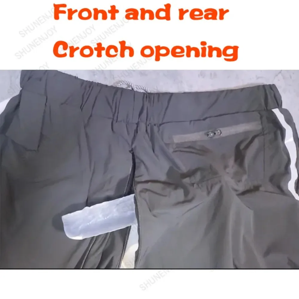 Outdoor Open Crotch Sex Pants, Exotic Hotpants Men Fitness Joggers Trousers Track Basketball Sweatpants Couple Casual Streetwear