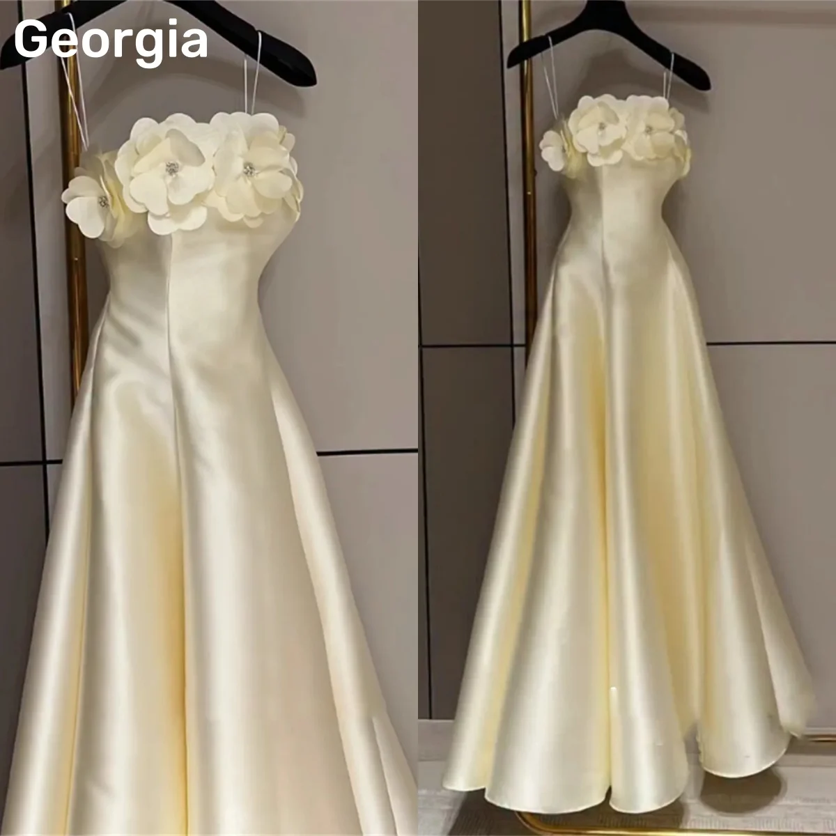

Dubai فساتين سهرة Flowers Strapless A-Line Floor-Length Floor-Length Prom Dress Women Zipper Up Sleeveless Lining Vestidos De Fe