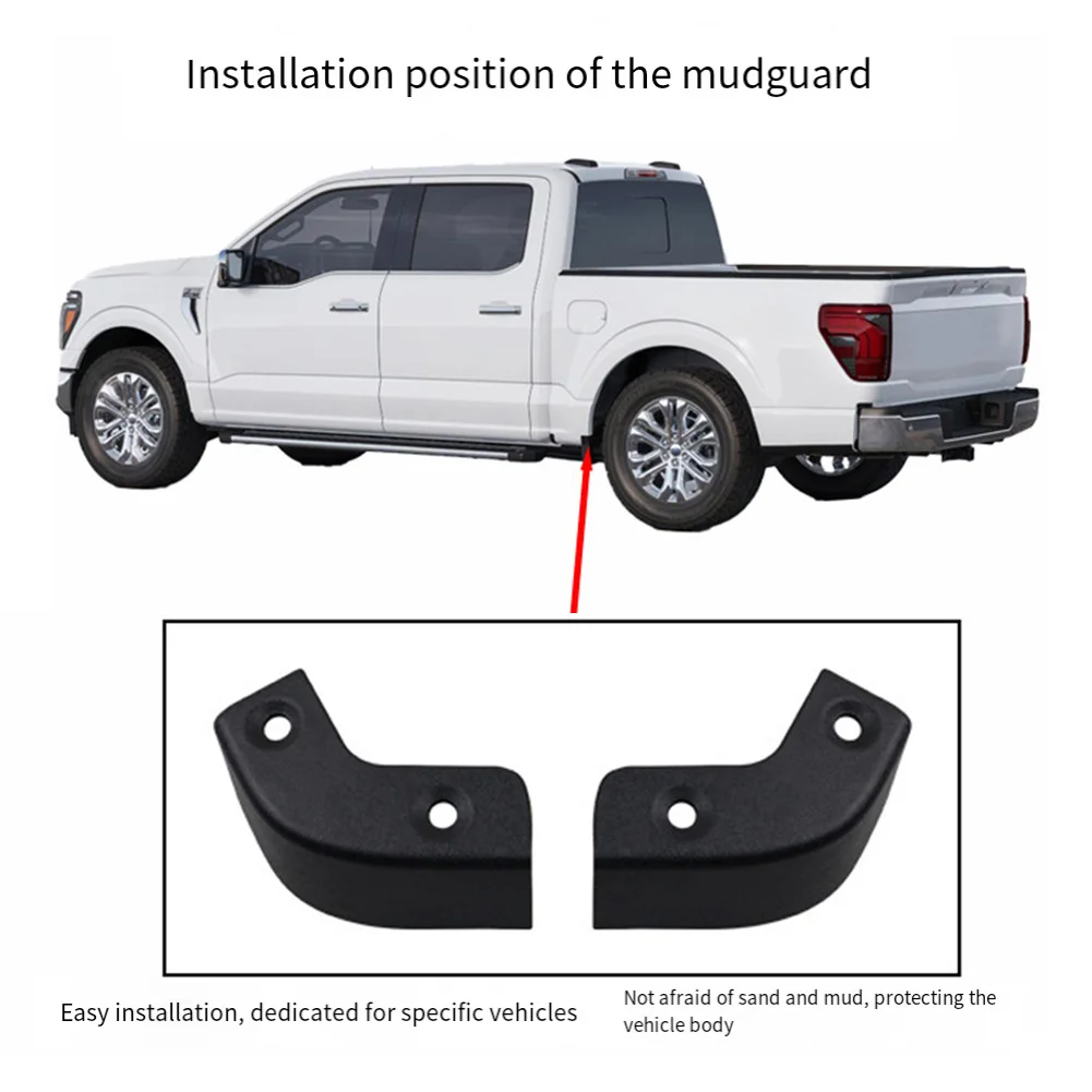 Car Protection Black Mud Flaps Delete Rust Prevention Sleek Appearance Easy Installation Robust ABS Thermoplastic