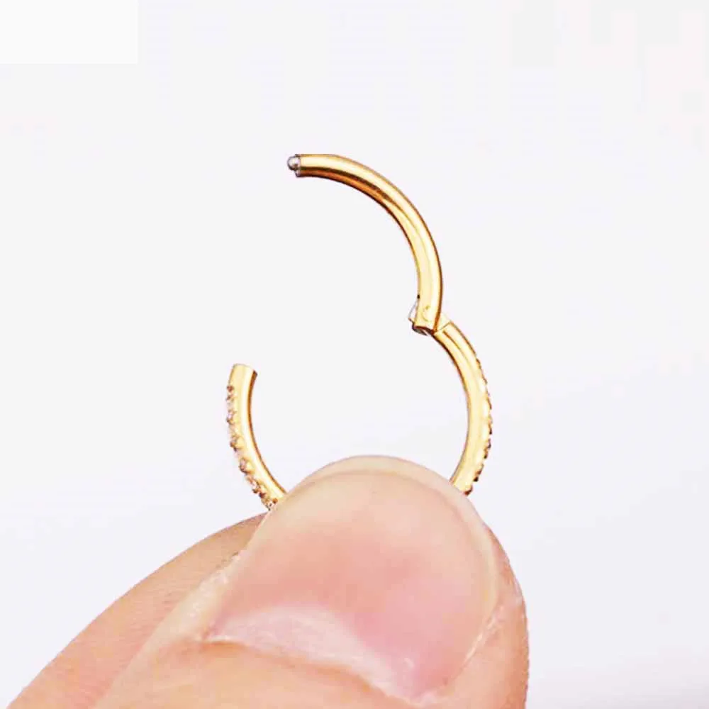 2pcs New Simple Side Inlaid Zircon Closed Ring Open Ring Exquisite Piercing Jewelry