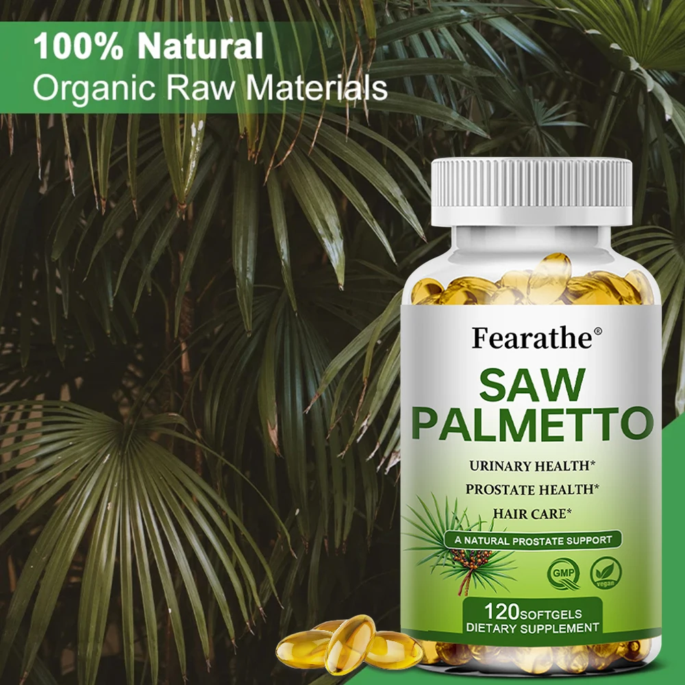 Organic Saw Palmetto 500 Mg Supports Prostate Health DHT Prevention Hair Supplements Urinary Tract Health