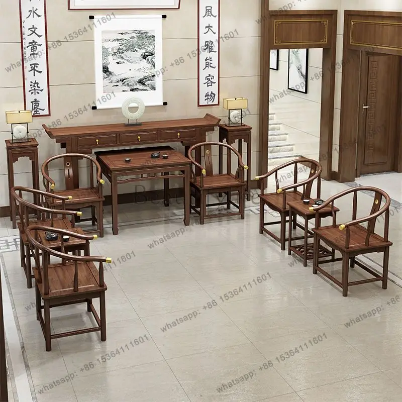 Solid wood antique Zhongtang six-piece set of furniture Taishi chair four-piece set