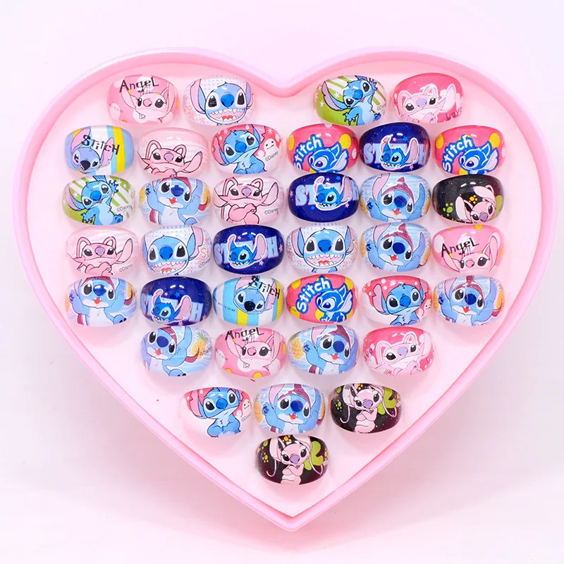 10/20 Disney Anime Stitch Ring set Kawaii Lilo Stitch Children Acrylic Ring Cartoon Accessories Toy Kids Xmas Gifts