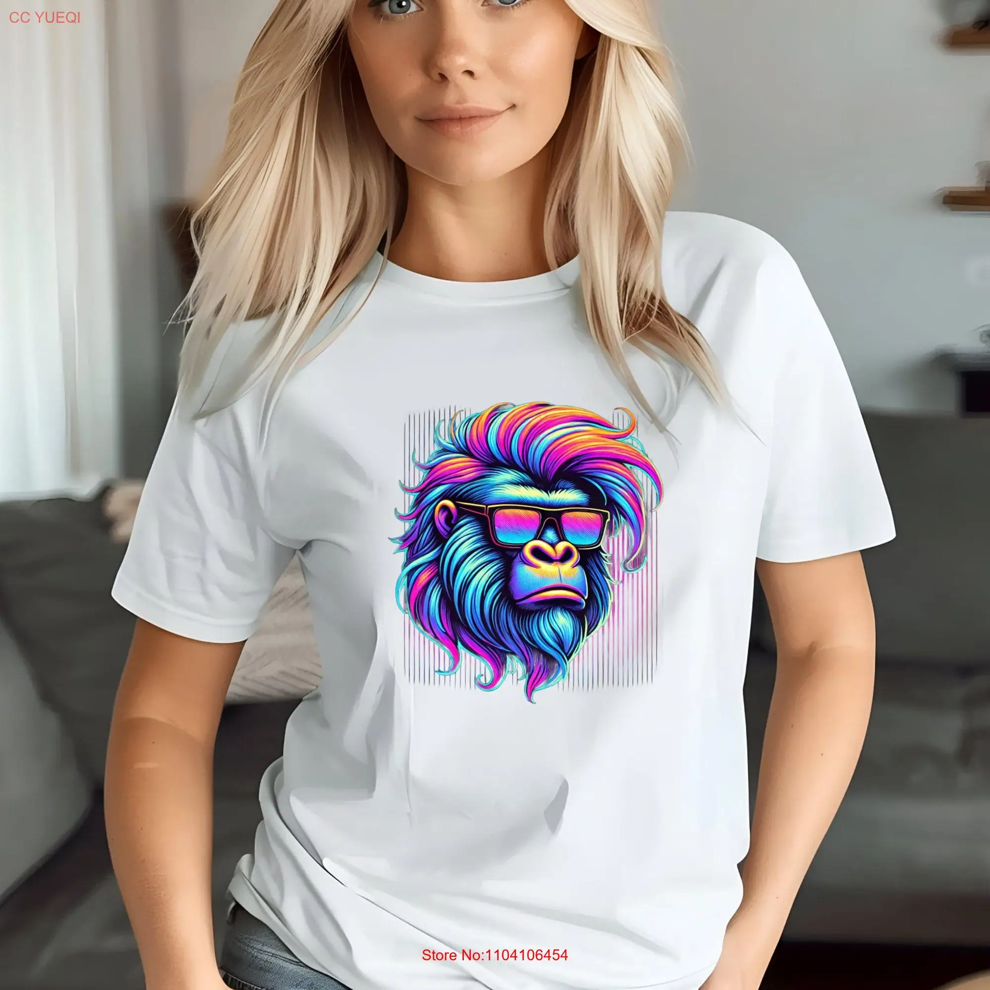 MONKEY PSYCHEDELIC T Shirt Vibrant Colorful Design Festival Wear Unique Art Fun Artistic Style Perfect for Lovers