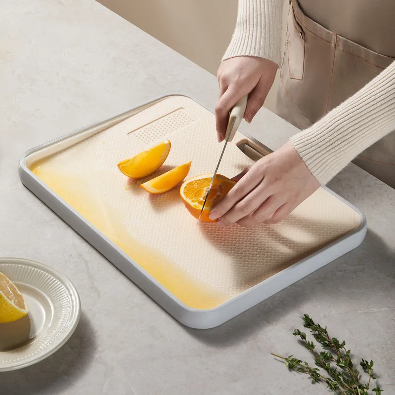 Double Sided Cutting Board Multifunctional Anti-Mold Antibacterial Kitchen Chopping Block Portable Fruit Veggie Cutting Plate