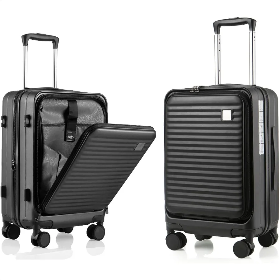 

Expandable Carry On Lage Durable Hardside Lightweight Rolling Suitcases with Spinner Wheels TSA Lock Black 19.5Inch
