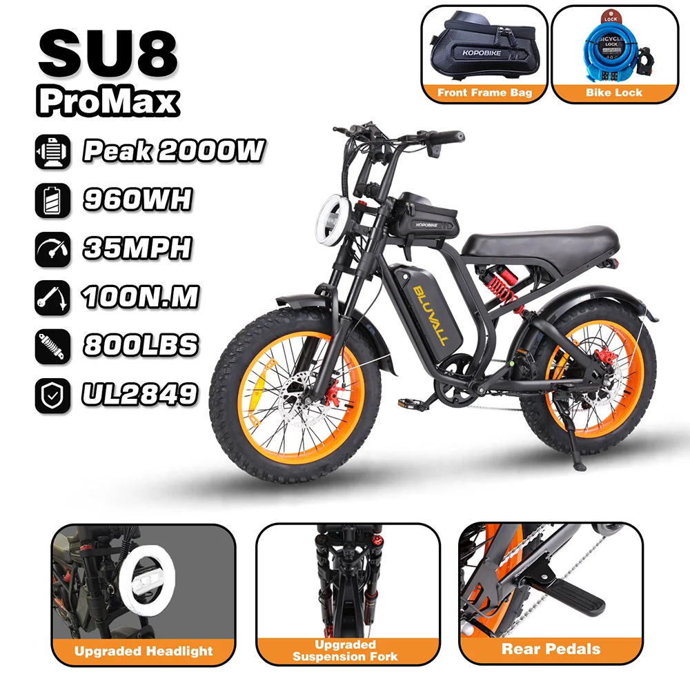 Bluvall Su8パック 1500W/2000W 85N - Commuting On Road Bike のレビューと価格