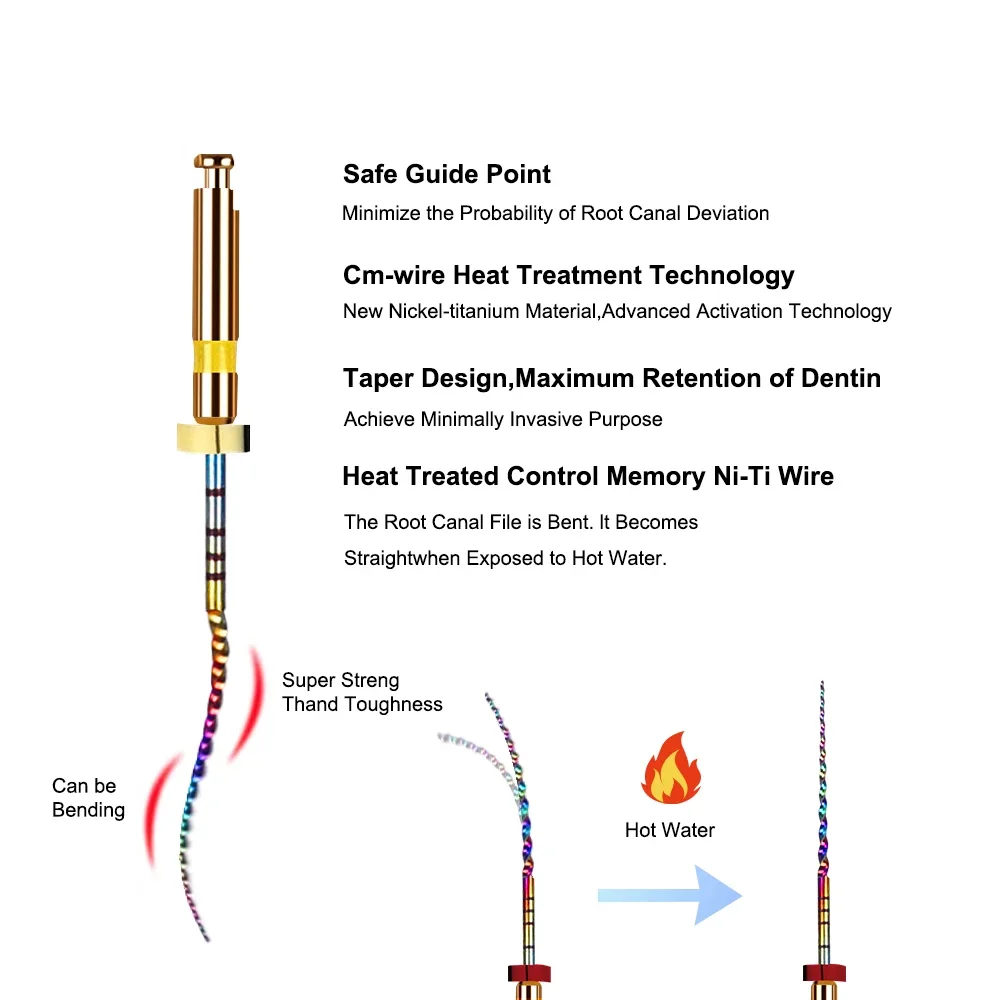 Dental Niti Rainbow Files Rotary Thermal Activation Files Engine Use Heat Activated Canal Root Treatment Files Dentistry Tools
