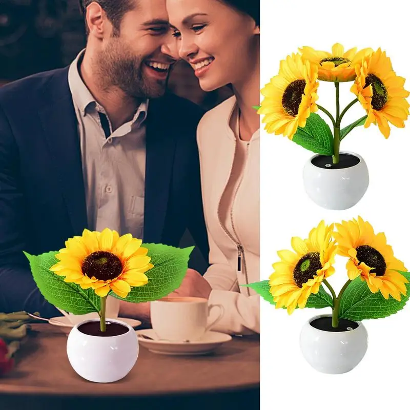 

Artificial Sunflower Decorative Light Rechargeable Bedroom Lamp With Dimmable And Touch Control Creative Night Light For Study