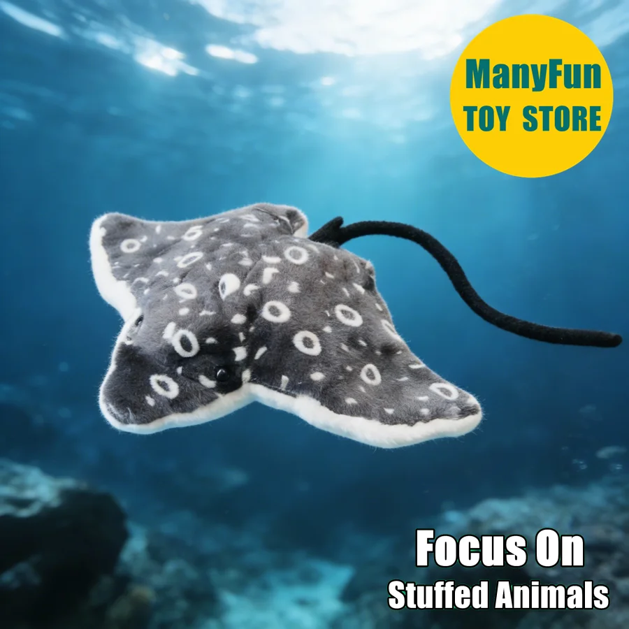 Фото Плюшевая игрушка-рыба скат: реалистичная имитация манты, плюшевая игрушка-скат, симуляция животного, кукла-скат, подарки