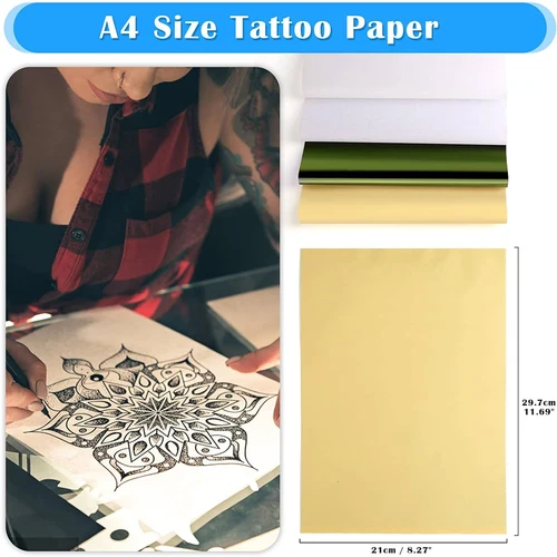 Imagen 2 del producto 200-5 uds papel de transferencia de tatuaje tamaño A4 papeles de plantilla térmica de carbono papel de fotocopiadora de rastreo de tatuajes para accesorios de tatuaje de impresora