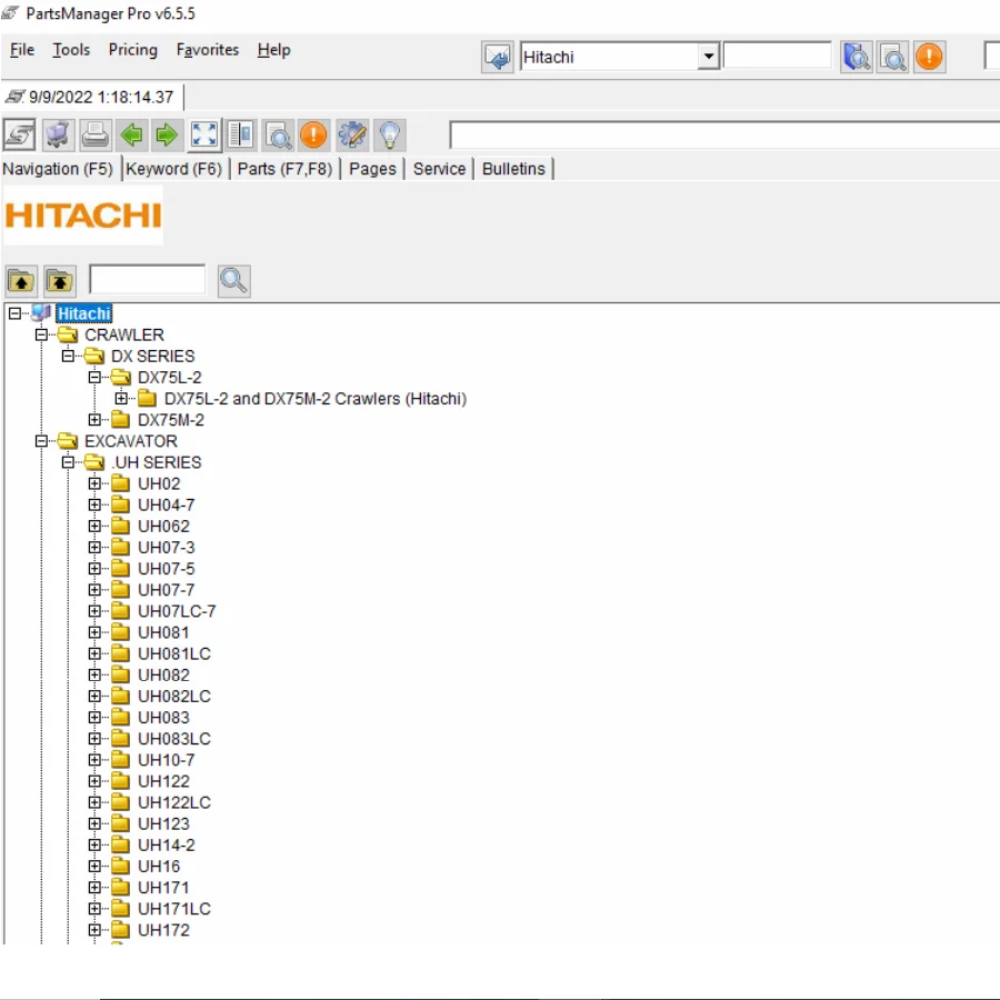 

Каталог электронных запчастей Hitachi PartsManager Pro 2016. для гусеничных машин Hitachi, экскаваторов, грузовиков.