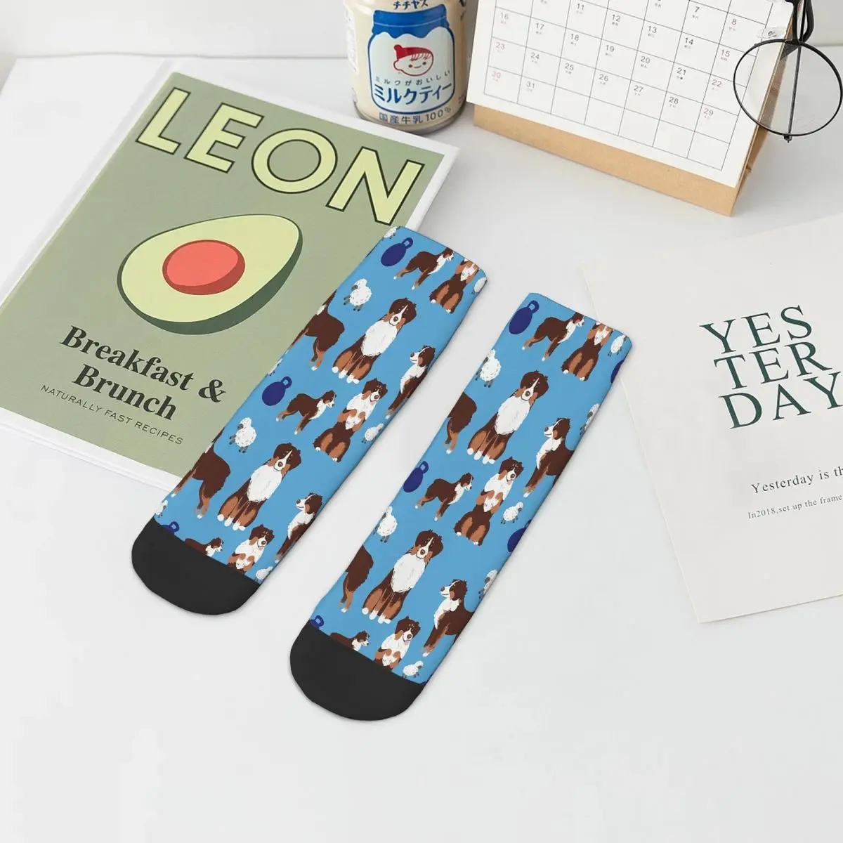 Aussie Pattern Australian Shepherd Meme Dog Doge Ankle Socks Male Mens Women Autumn Stockings Harajuku