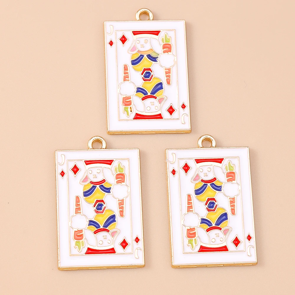 Leslie 10 Stück Emaille Poker Spielkarten Charms Metall Ace Joker Charms für Ohrringe Schlüsselanhänger Schmuckherstellung Diy Zubehör – Detail 5