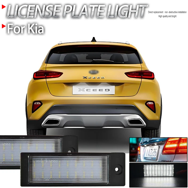 

2Pcs LED Number License Plate Lights Canbus No Error For Kia XCeed 2019-2022 Cerato MK4 K3 Forte MK3 2018-2022 Car Styling White